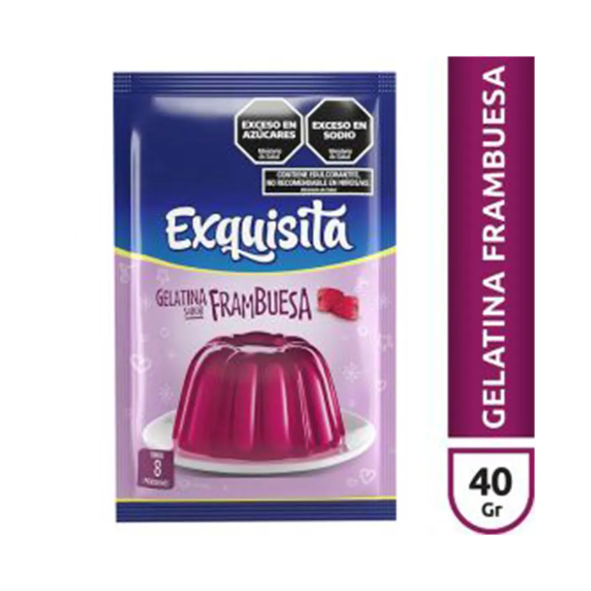 Gelatina fortificada Exquisita de frambueza 40 g.