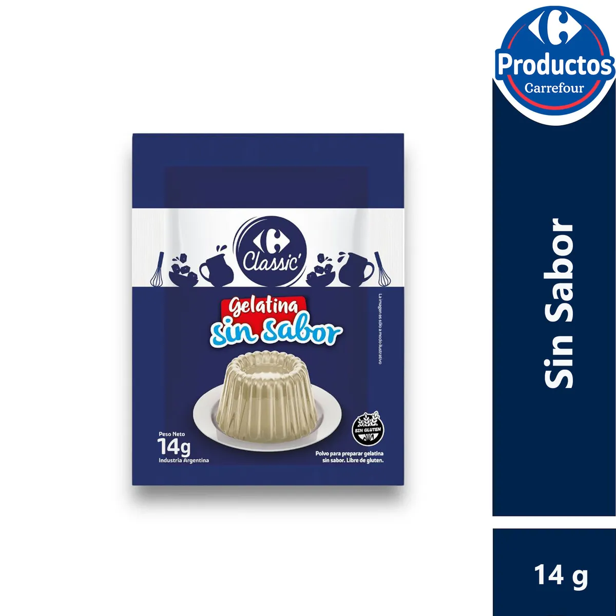 Gelatina sin sabor Carrefour Classic 14 grs