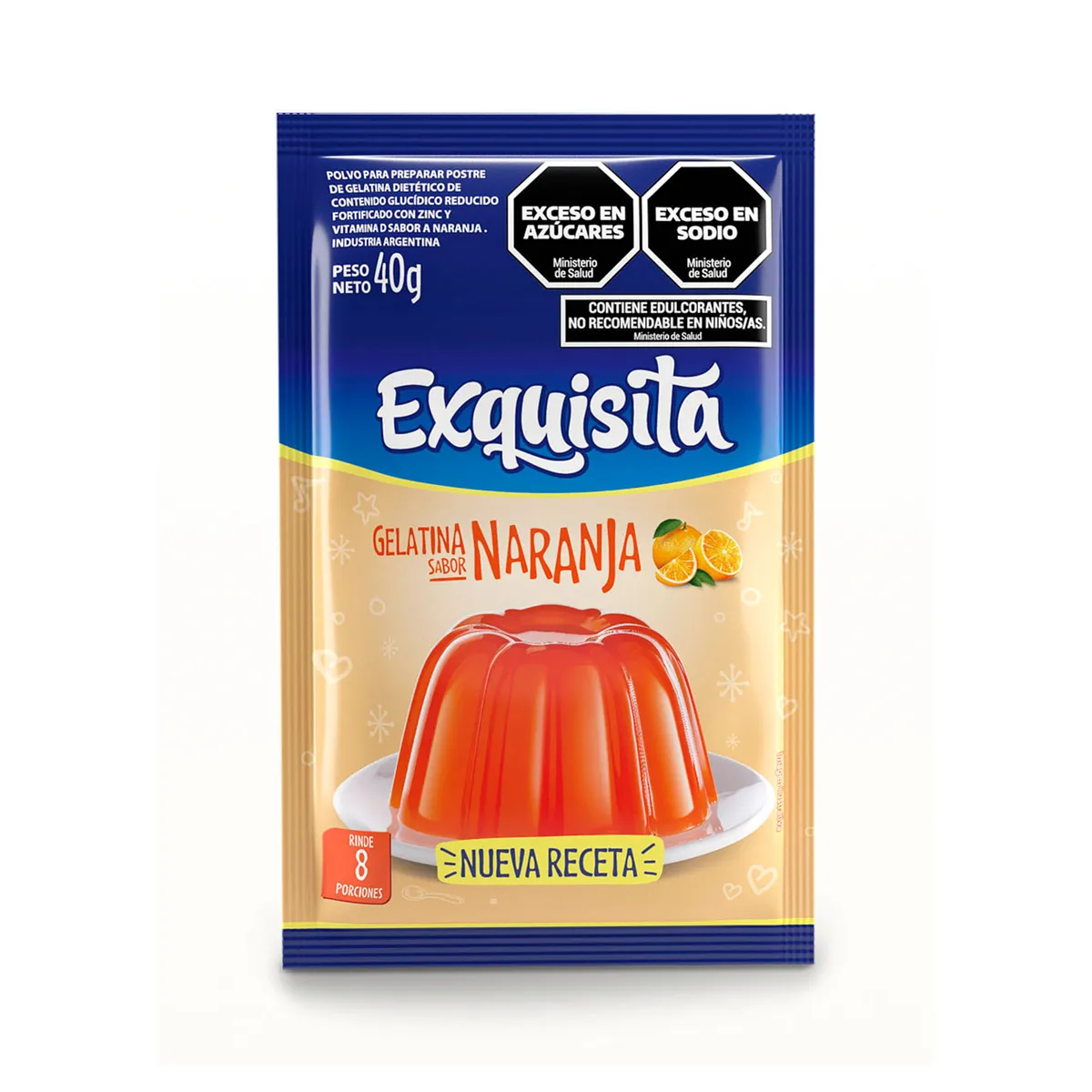 Gelatina Exquisita de naranja 40 g.