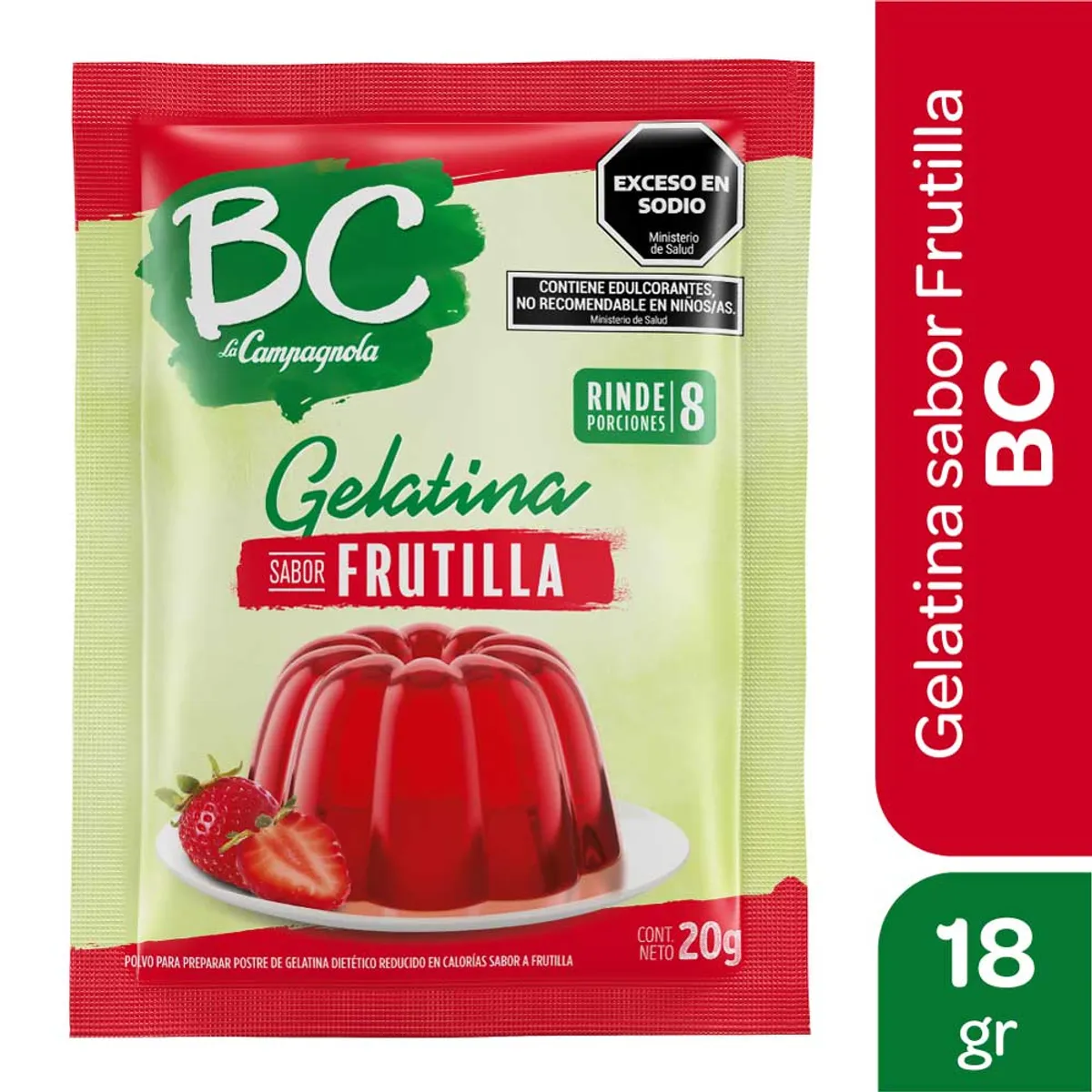 Gelatina light BC de frutilla 18 grs