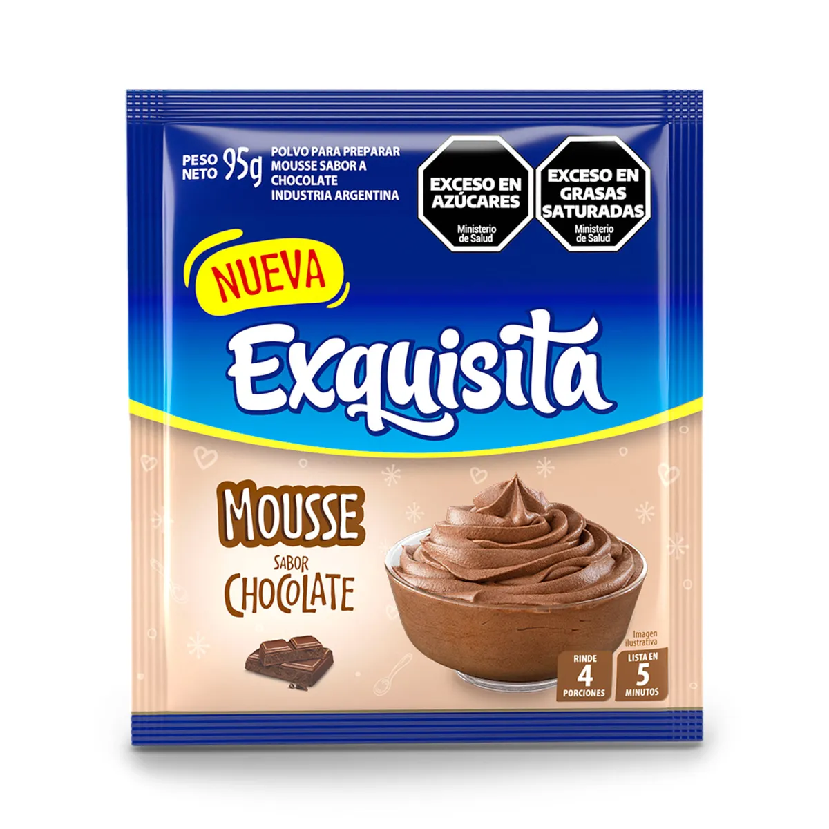 Mousse de chocolate Exquisita en sobre 95 g.