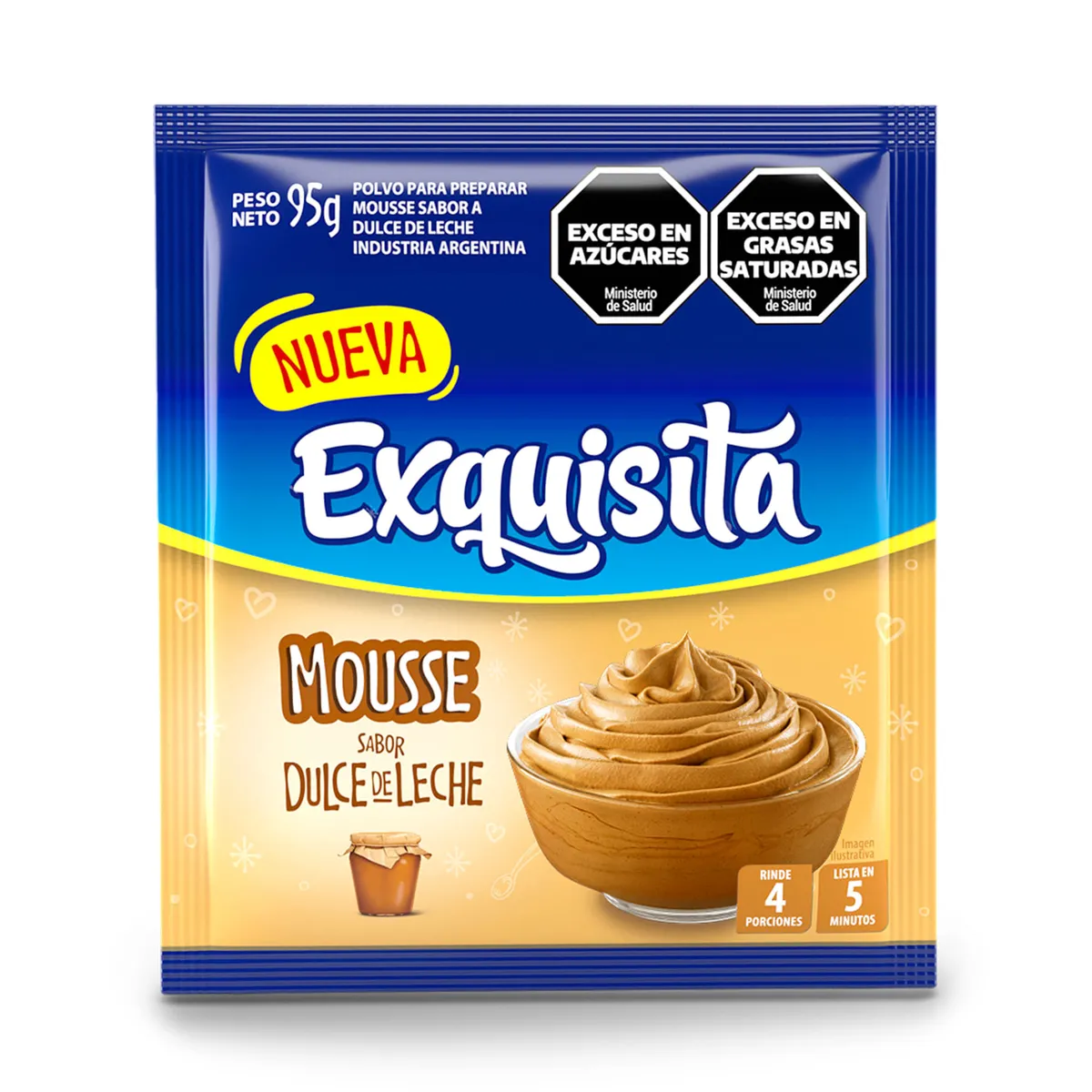 Mousse de dulce de leche Exquisita en sobre 95 g.