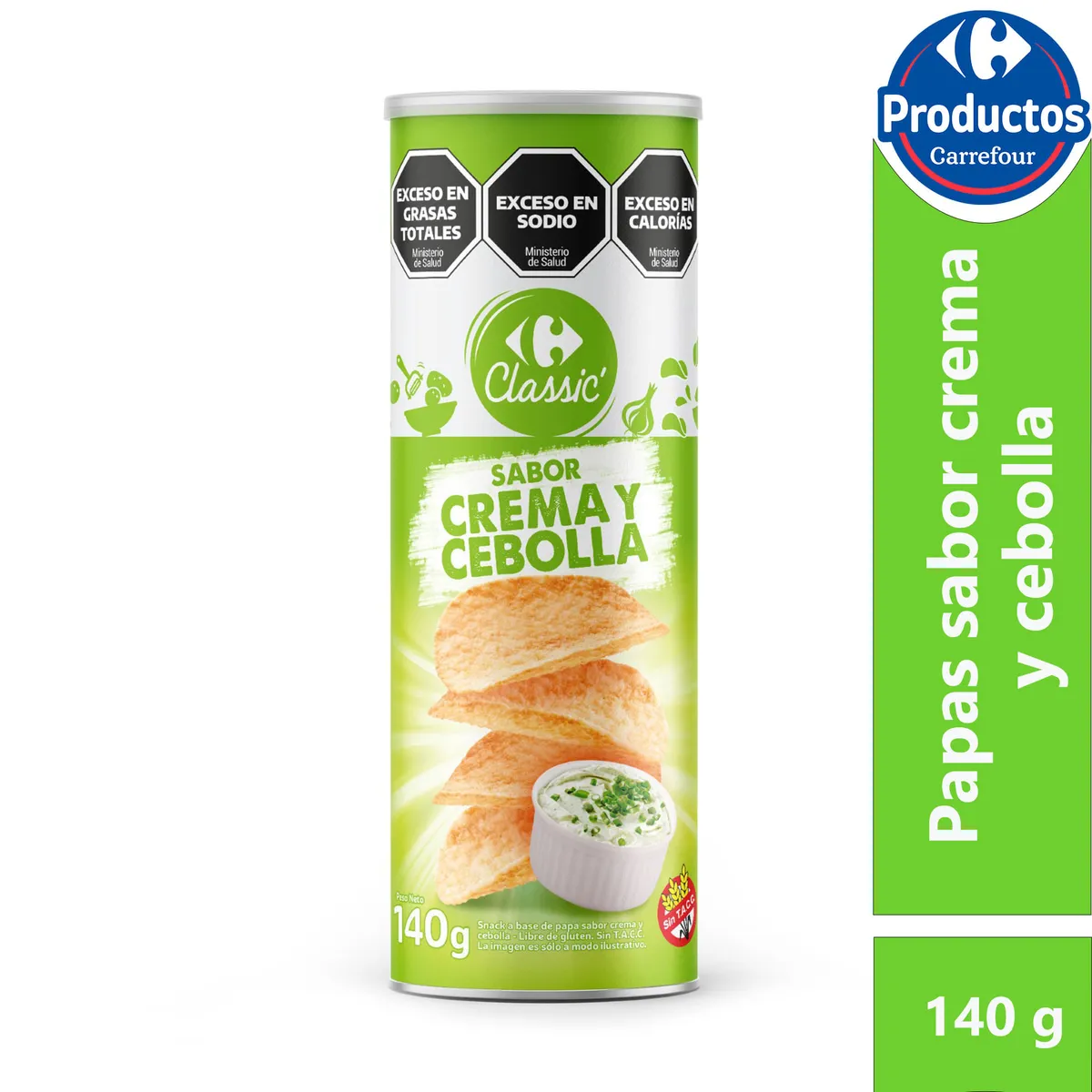 Papas fritas Carrefour classic crema y cebolla 140 g.