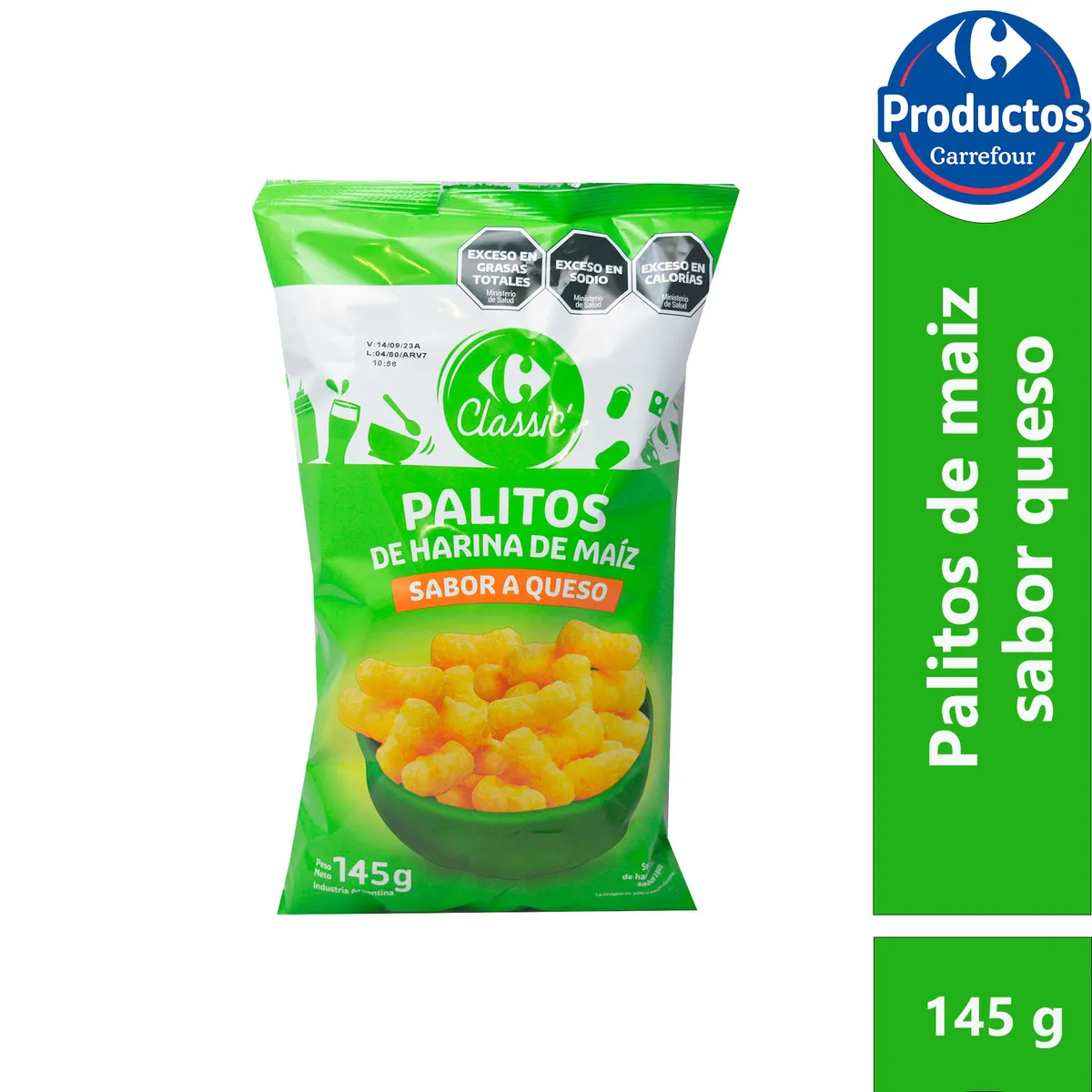 Palitos de maíz sabor queso Carrefour classic 145 g.