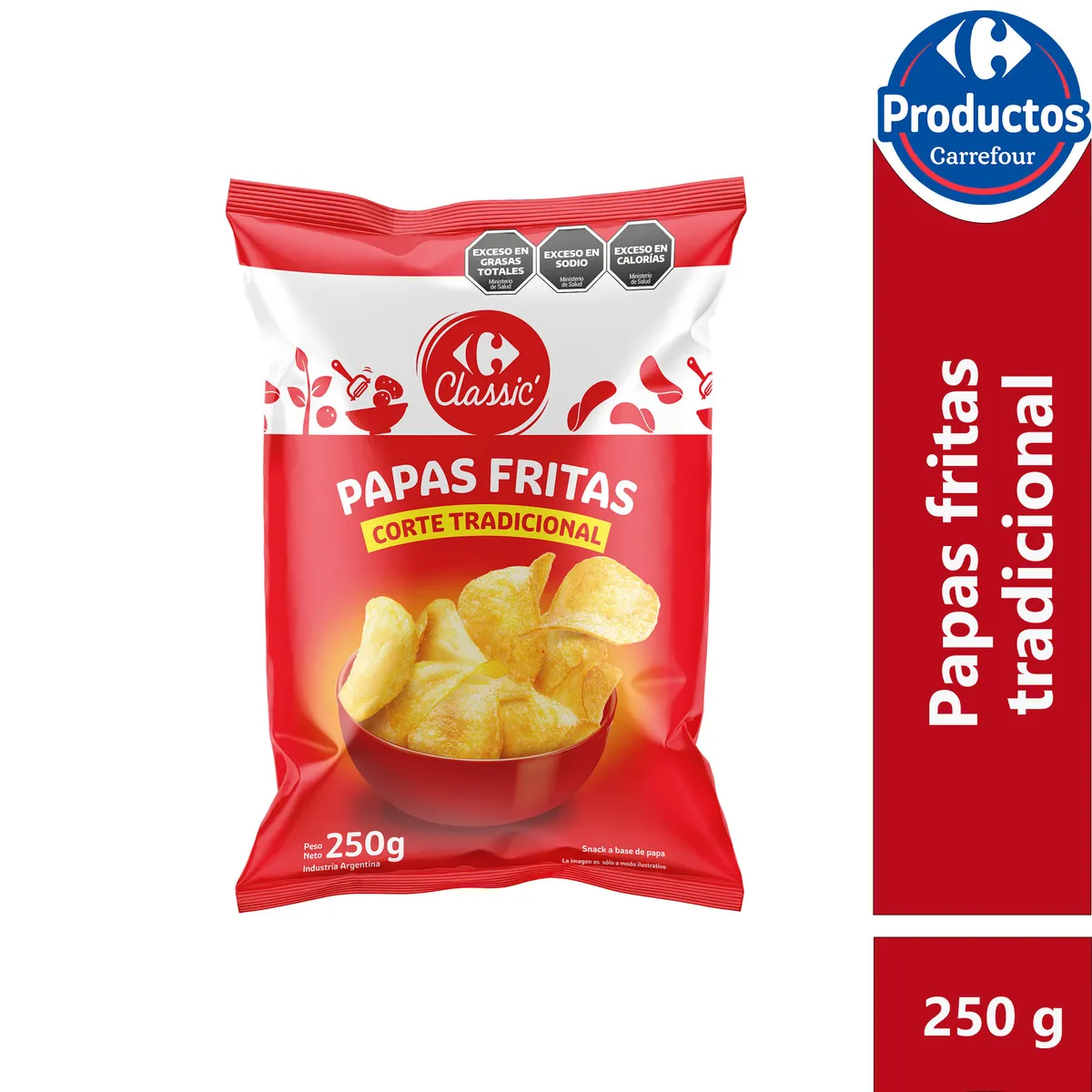 Papas fritas Carrefour classic corte tradicional 250 g.