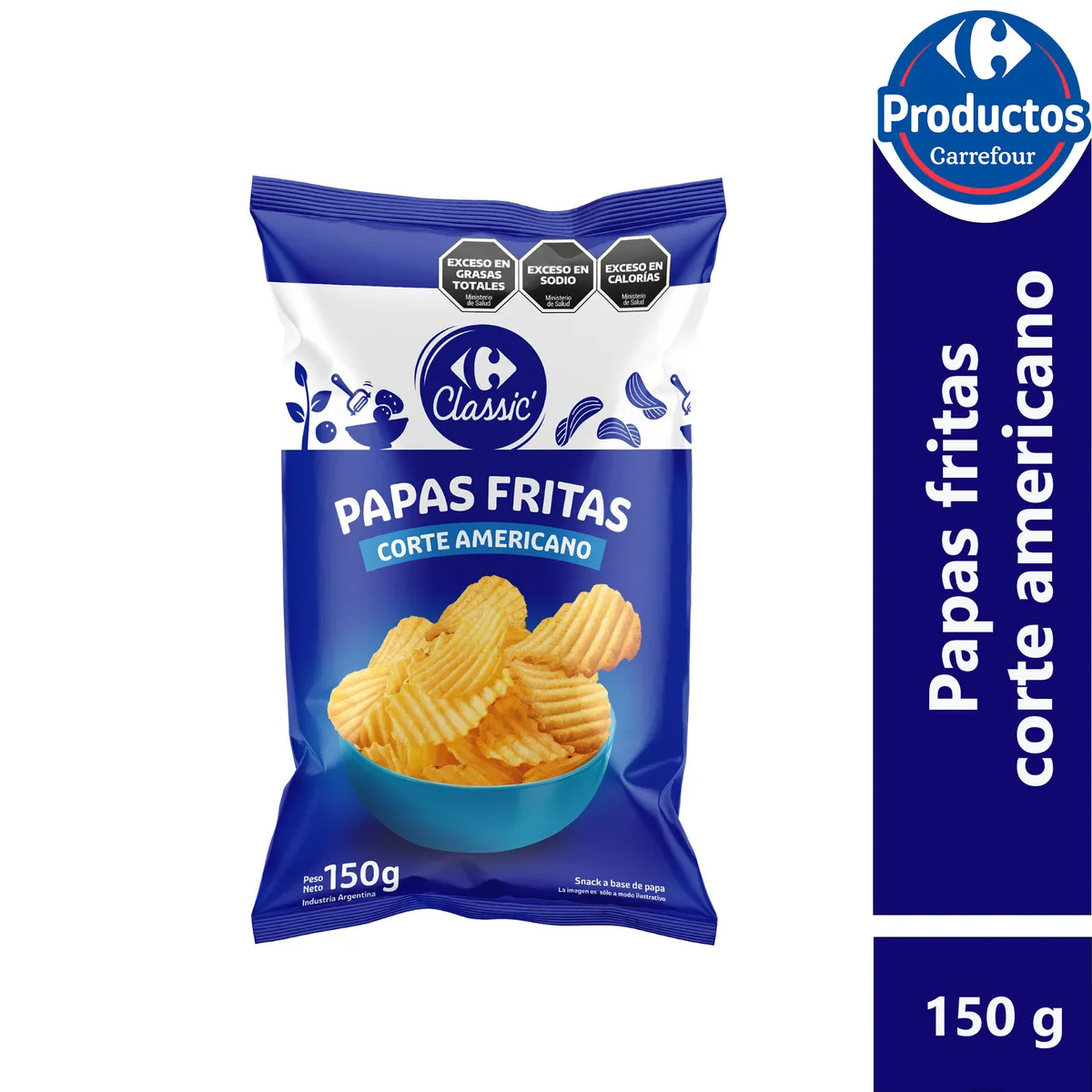 Papas fritas Carrefour classic corte americado 150 g.