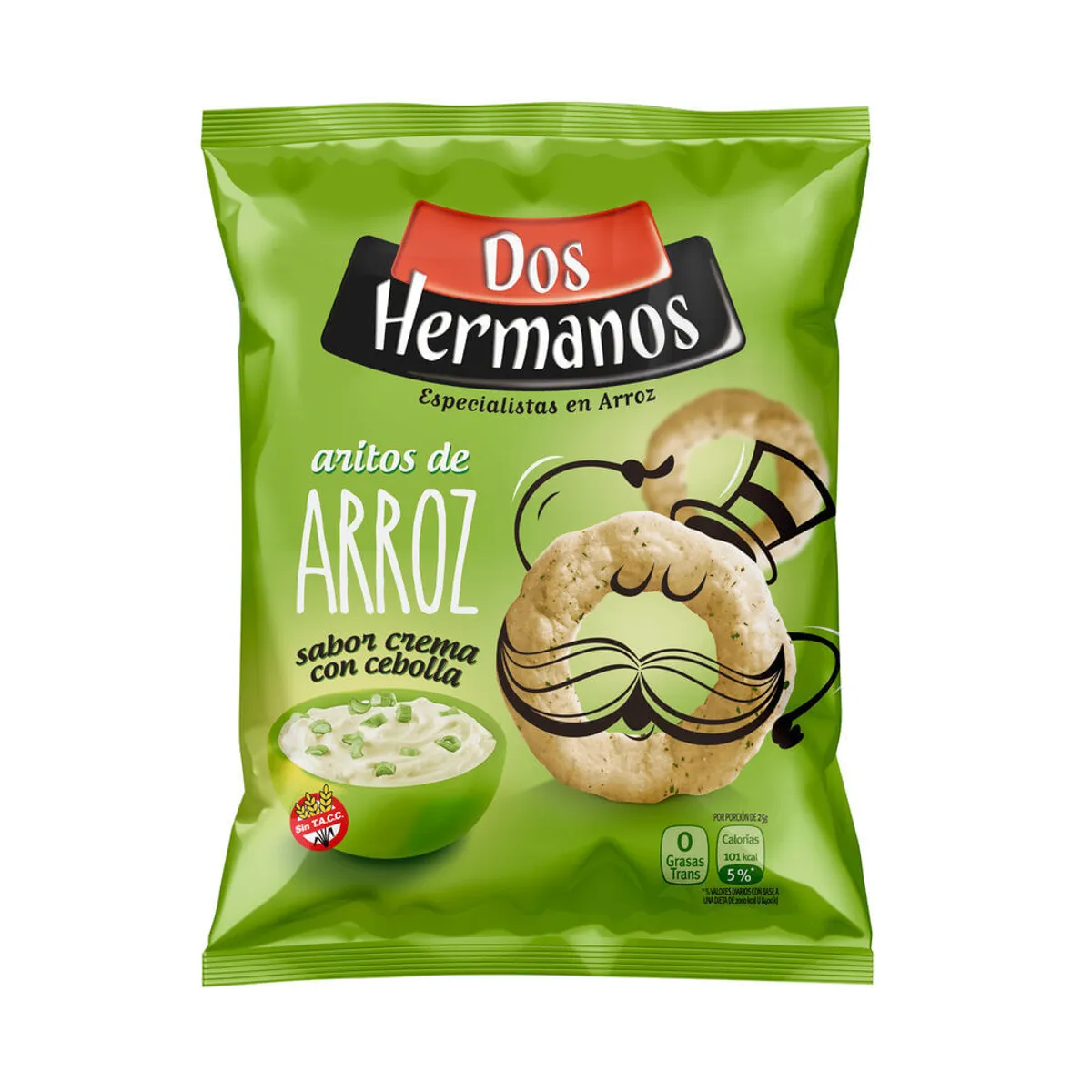 Aritos de arroz Dos Hermanos crema y cebolla 80 g.