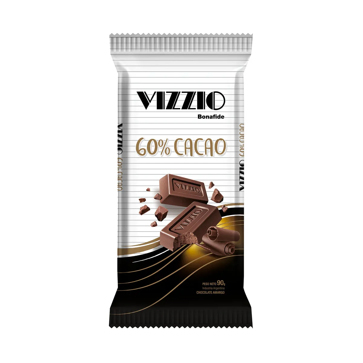 Tableta de chocolate Vizzio 60% cacao 90 g.