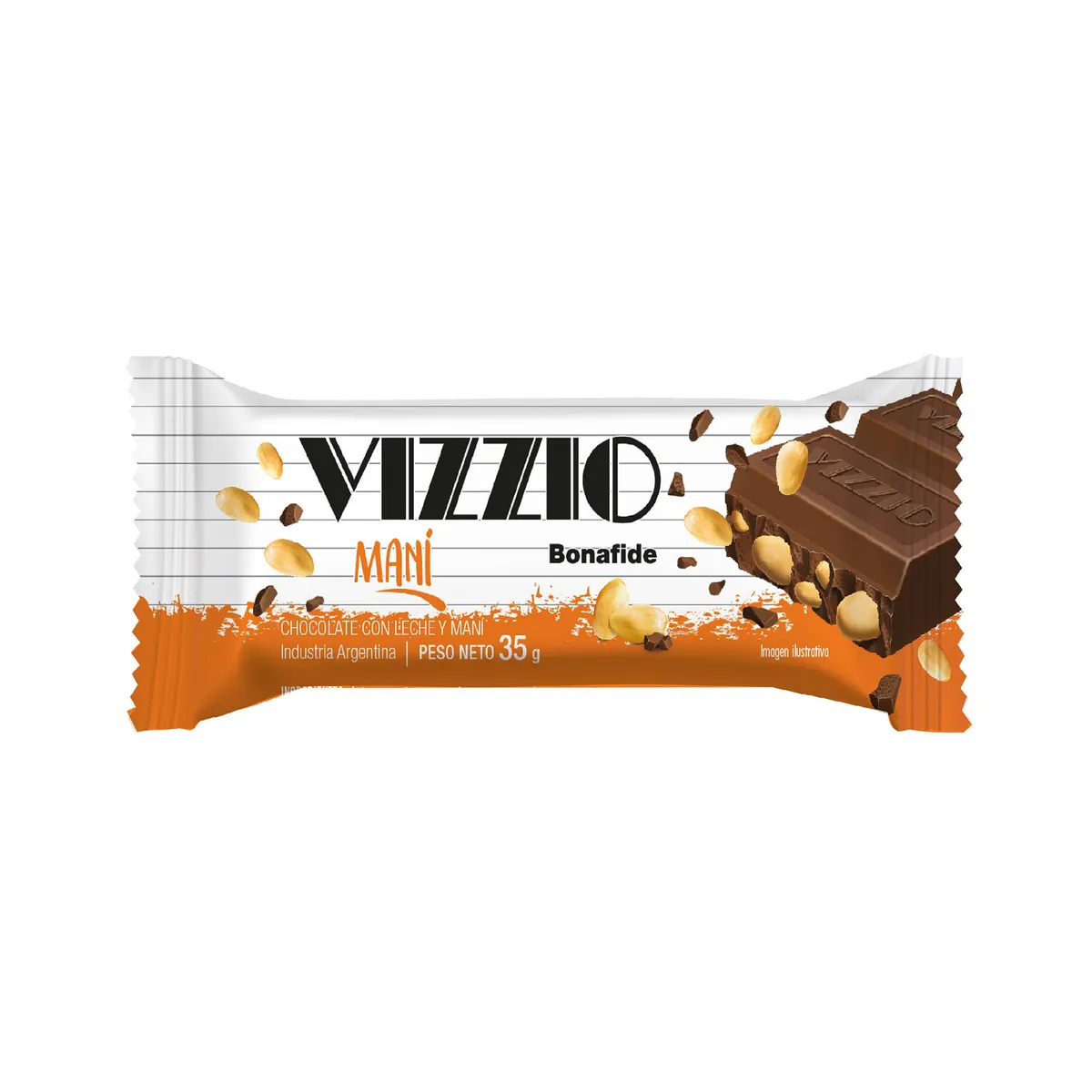 Tableta chocolate Vizzio con maní 35 g.