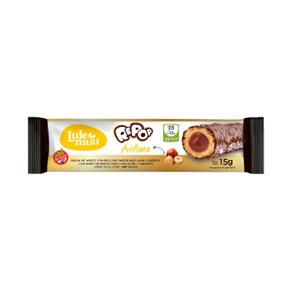 Cubanito Lulemuu sin TACC relleno de avellana repop 15 g.