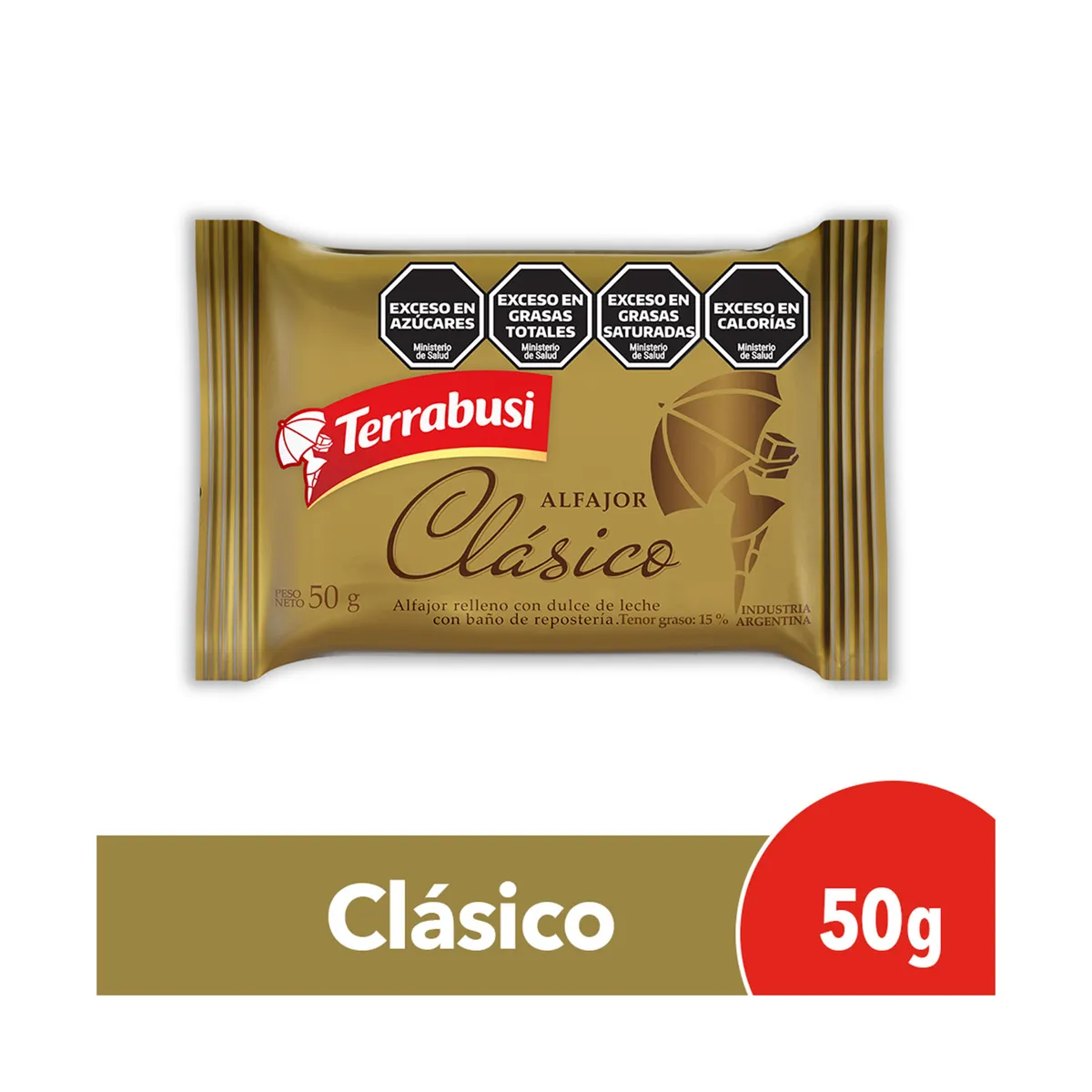 Alfajor Terrabusi chocolate clásico 50 g.