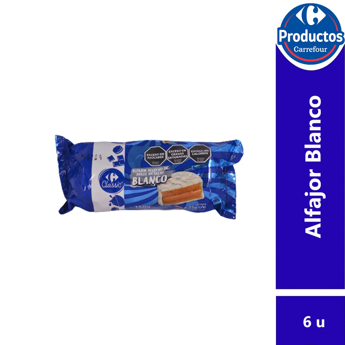 Mini alfajores blanco Carrefour classic 6 uni