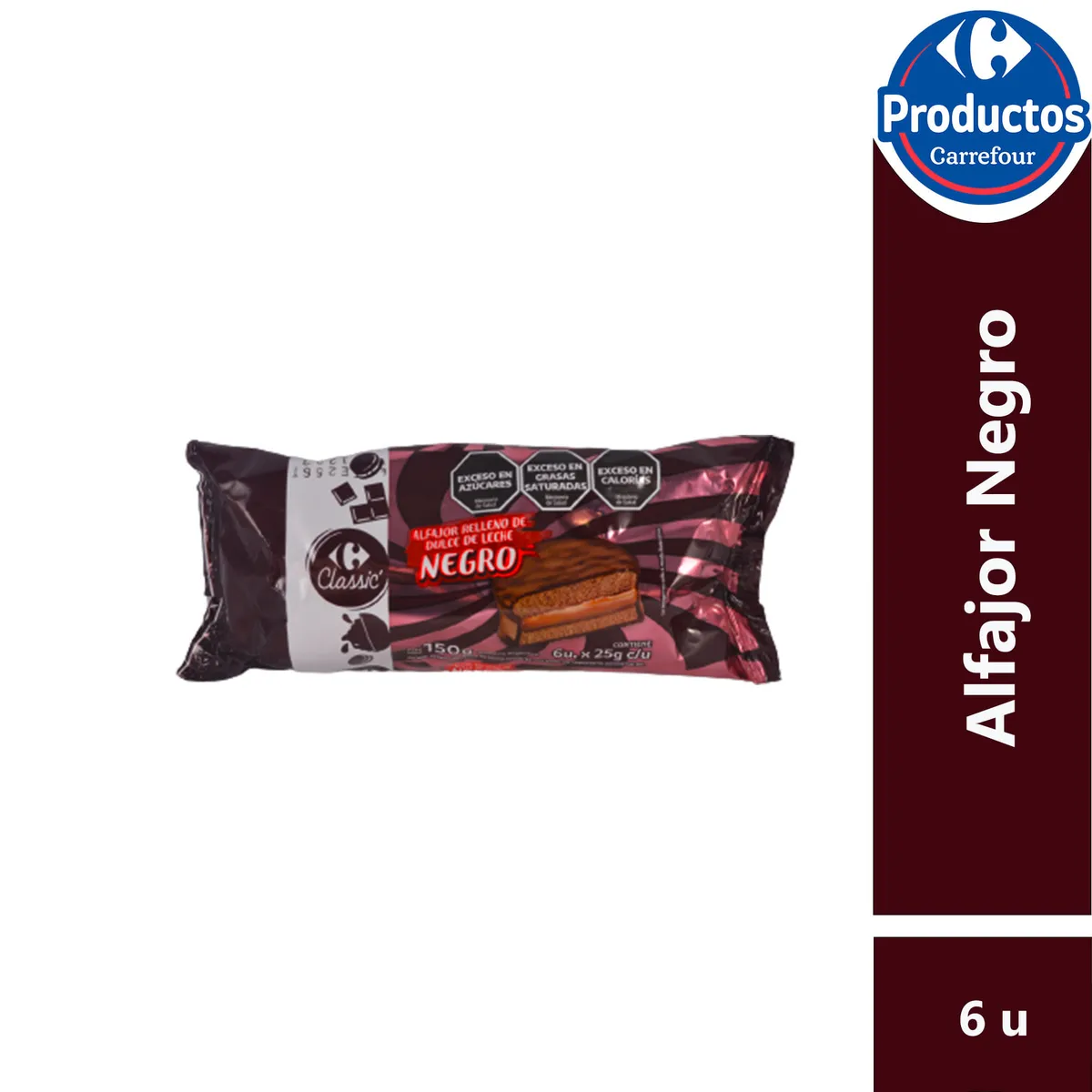 Mini alfajores negro Carrefour classic 6 uni
