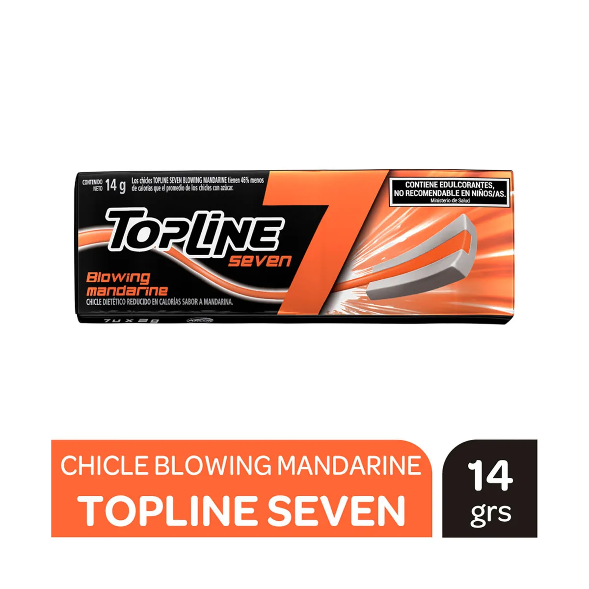 Chicles Topline Mandarina sin azúcar 7 u.