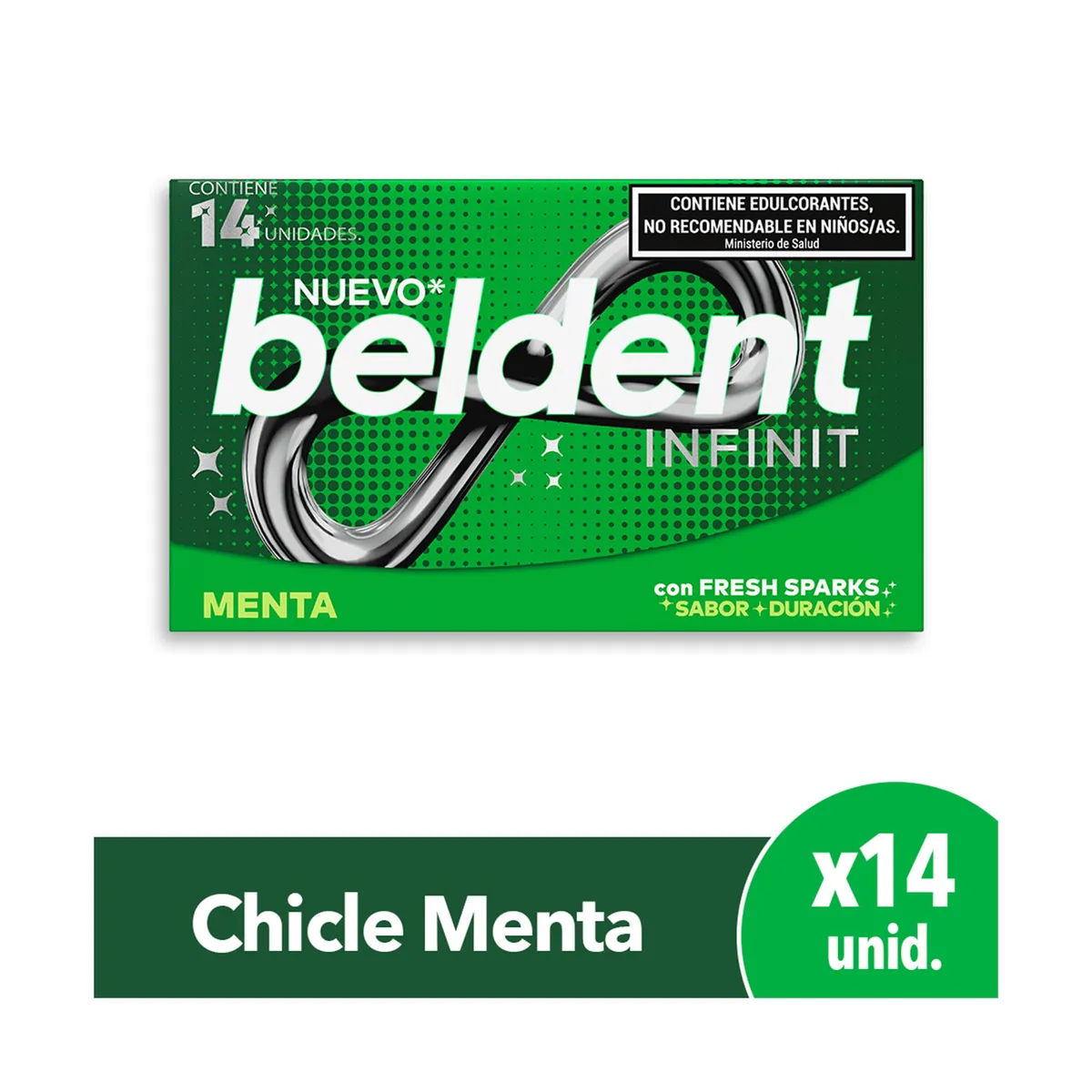 Chicles Beldent Infinit menta 26,6 g.