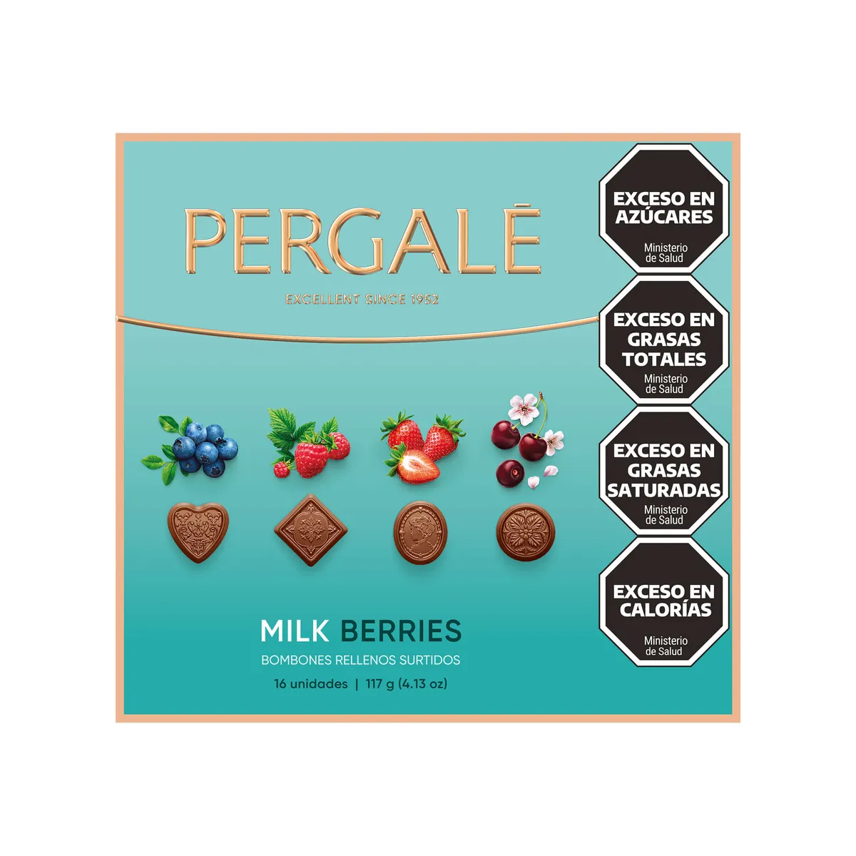 Bombón de chocolate frutos del bosque Pergale 117 grs