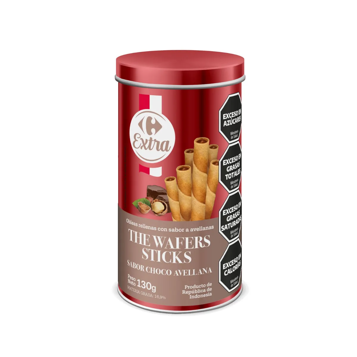Cubanitos wafers Carrefour Extra chocolate y avellanas 130 grs