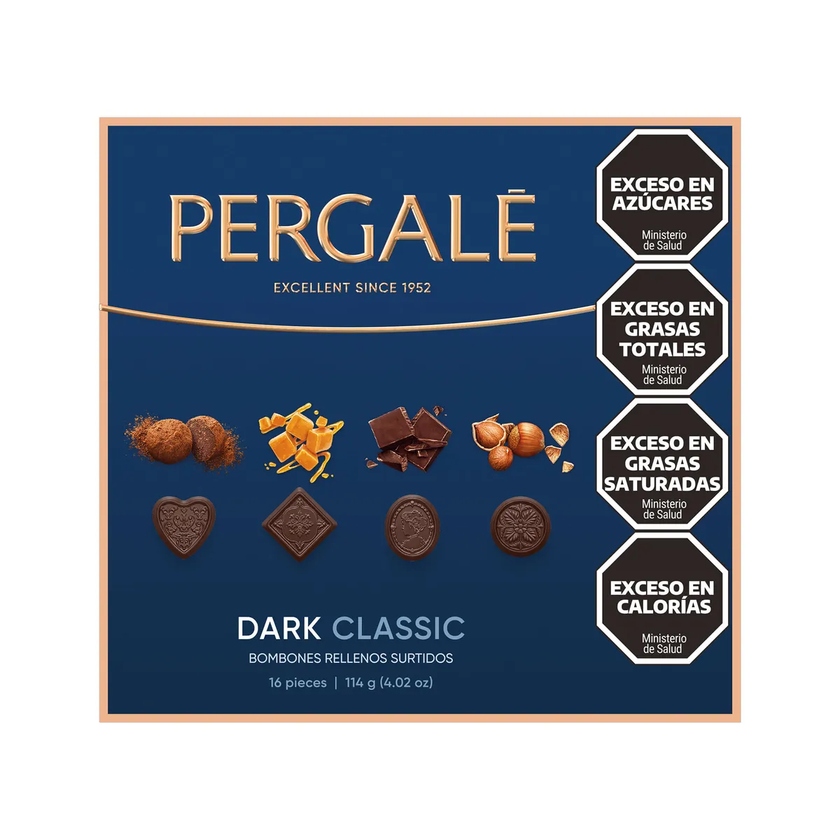 Bombones de chocolate amargo Pergale 114 grs