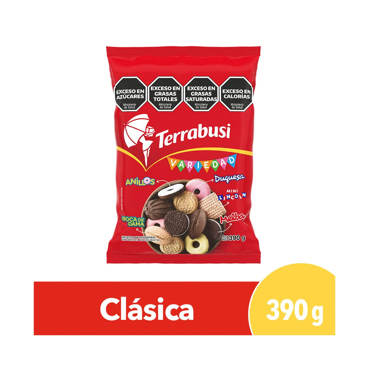 Galletitas dulces Variedad Terrabusi mix tamaño familiar 390 g.
