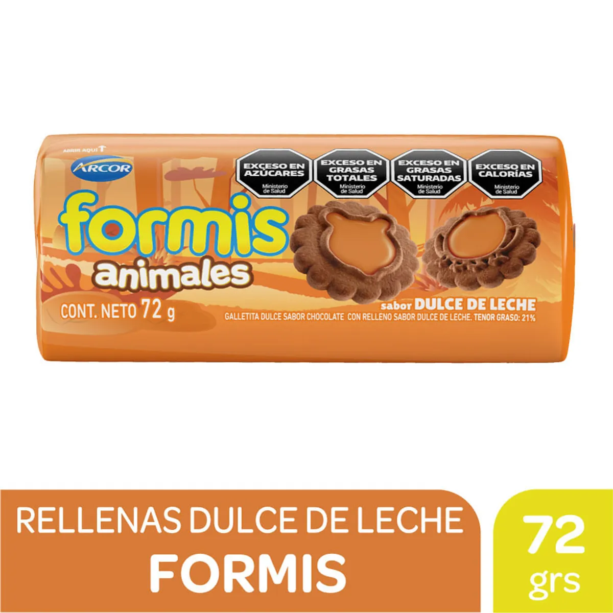 Galletitas Formis chocolate rellenas dulce de leche 72 g.