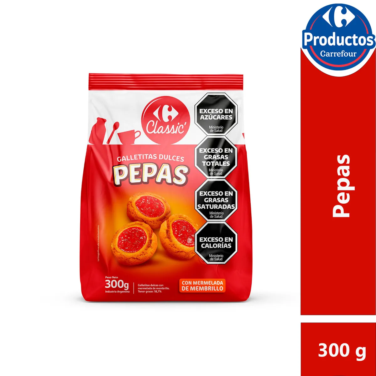 Galletitas pepas Carrefour classic 300 g.