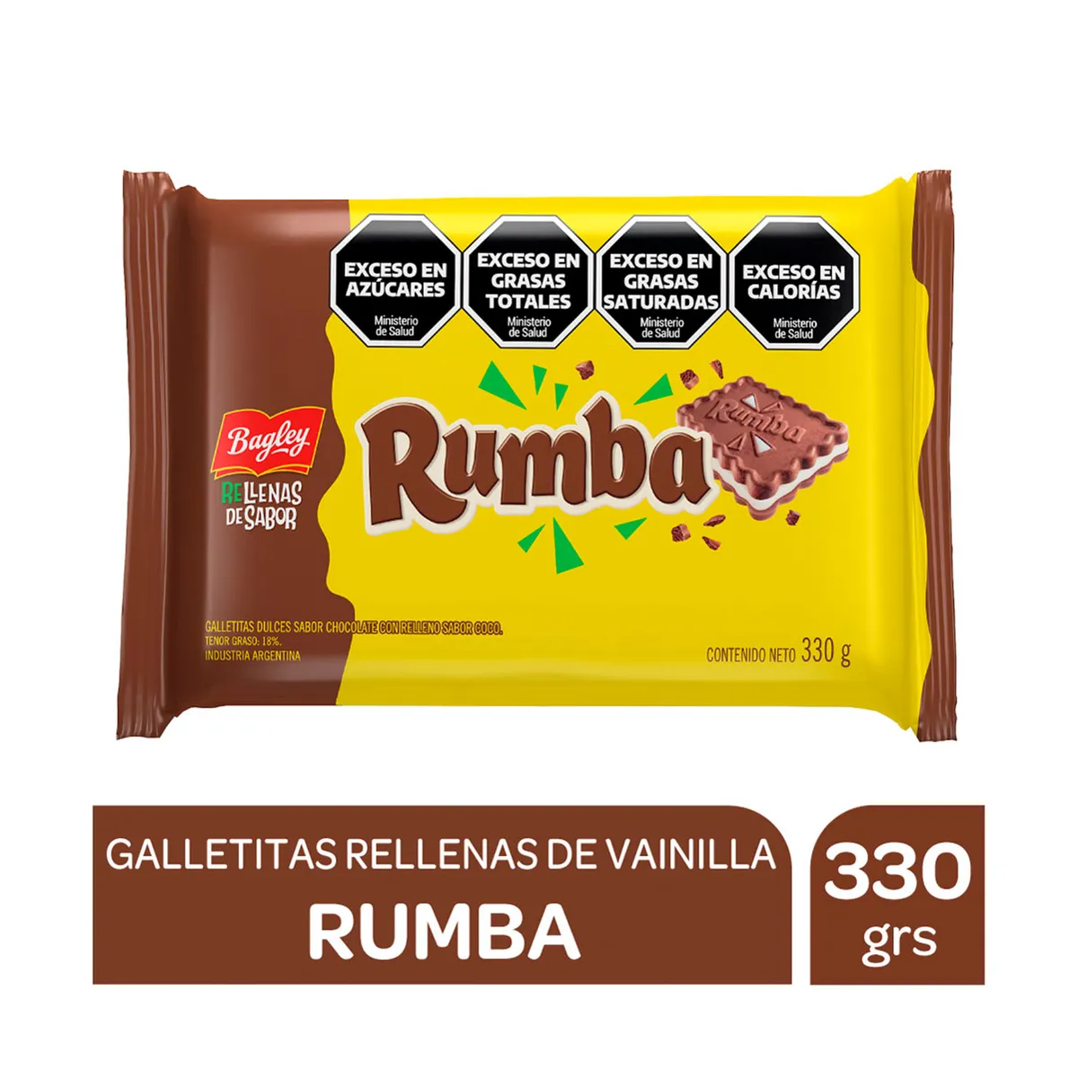 Galletitas chocolate rellena coco Rumba x3 110 g.