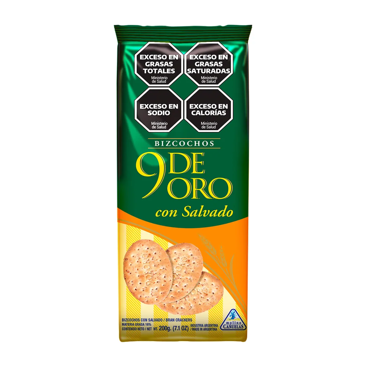 Bizcochos 9 de Oro de gras salvado 200 g.