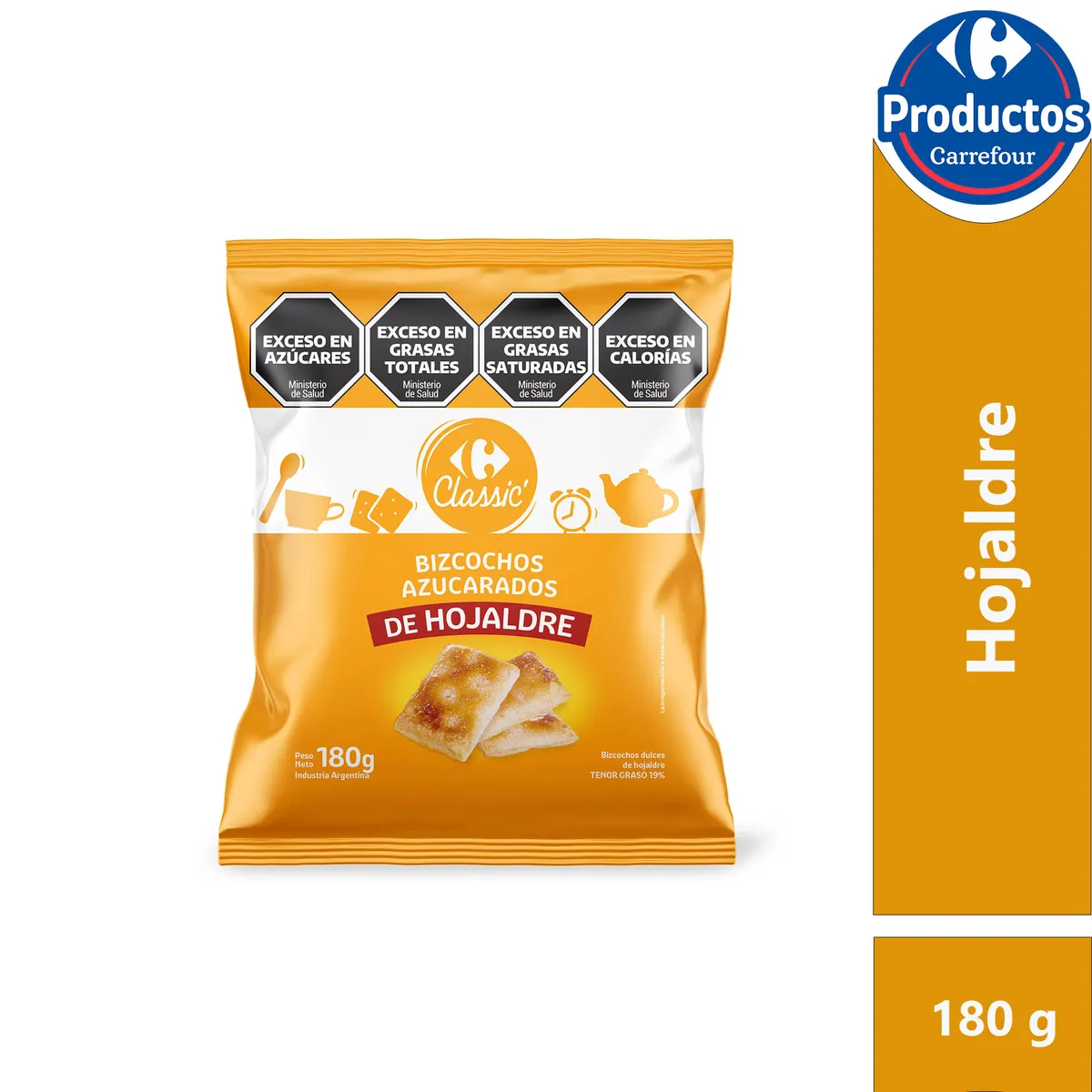 Bizcochos Carrefour de hojaldre azúcarados 180 g.