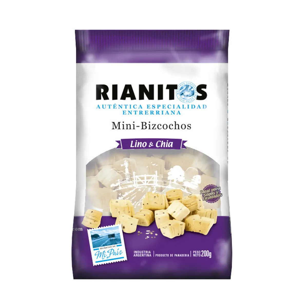 Mini bizcochos Rianitos Lino y chía 200 g.