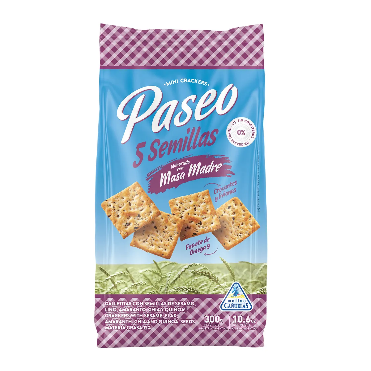 Galletitas crackers Paseo 5 semillas 300 g.