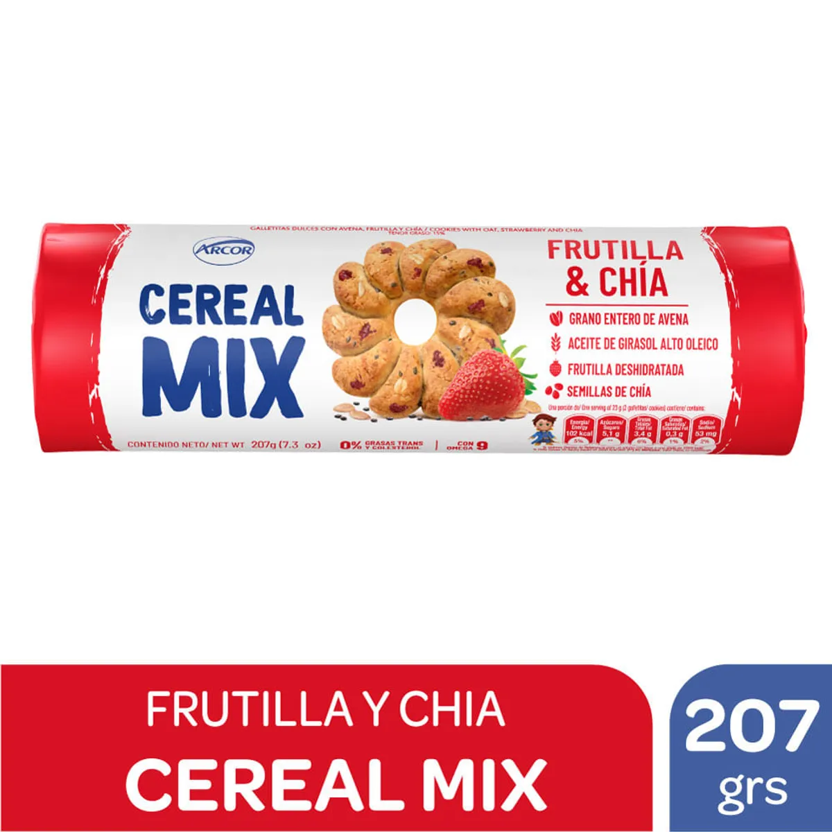 Galletitas Cereal Mix avena frutilla chía 207 g.