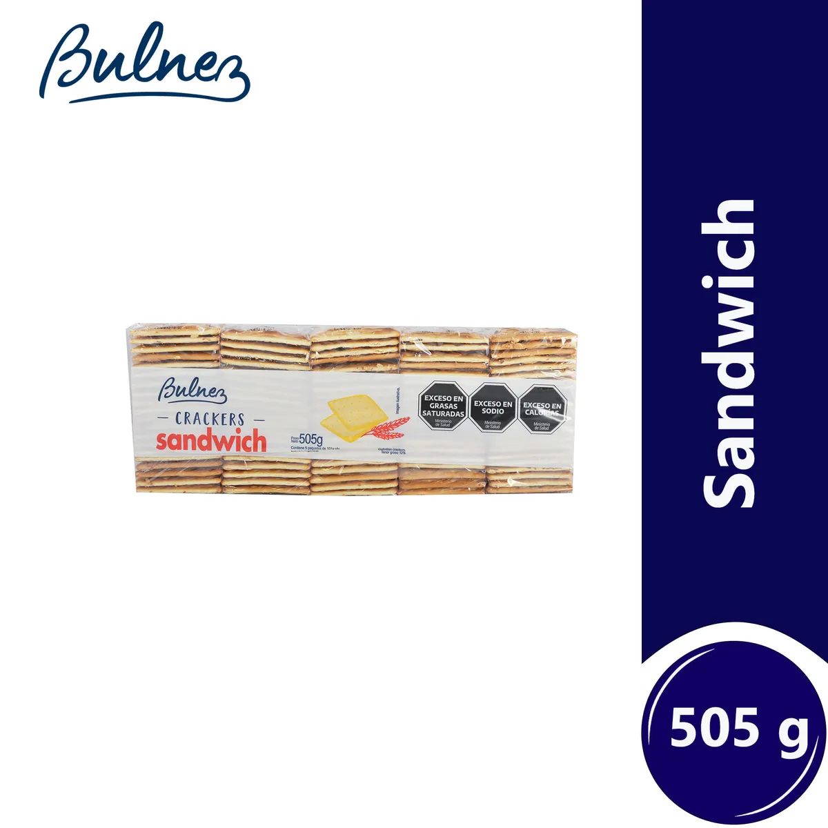 Galletitas tipo crackers Bulnez pack x5 505 grs
