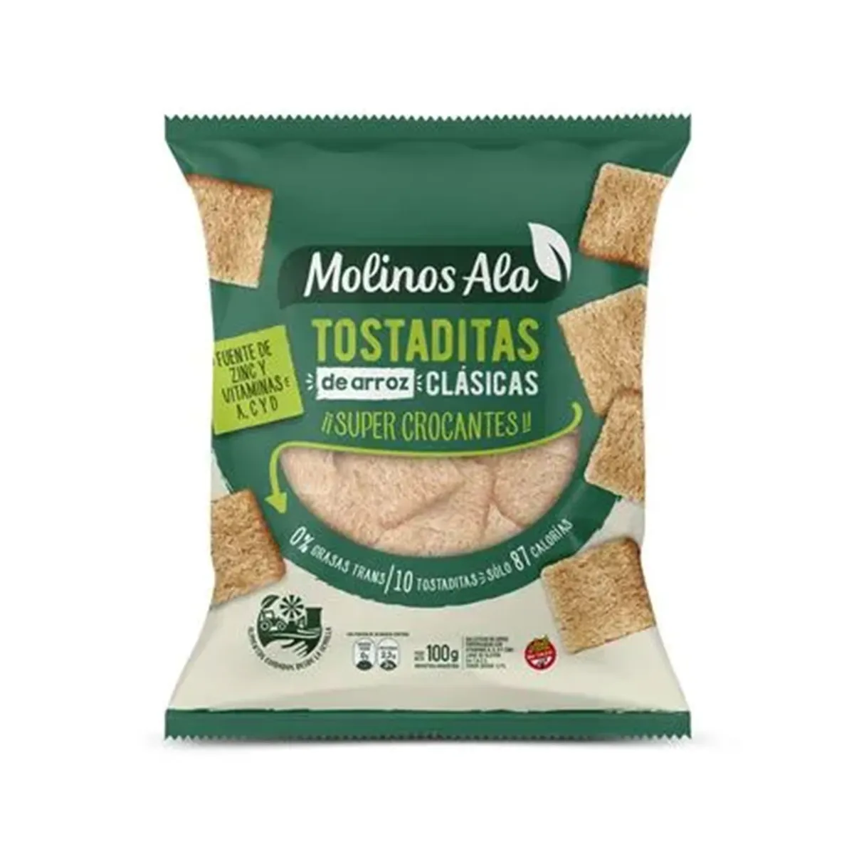Tostaditas de arroz clásica Molinos ala 100 grs