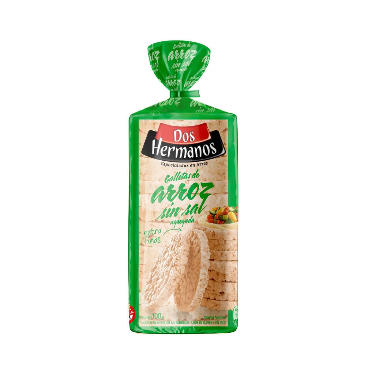 Galletas de arroz Dos Hermanos slim sin sal 100 g.