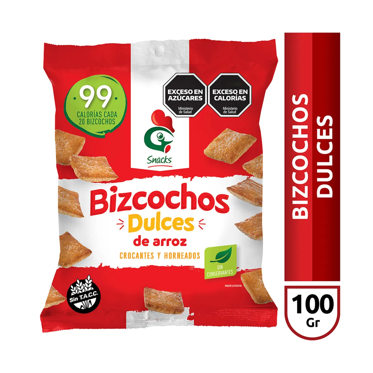 Bizcochos de arroz dulce Gallo snacks en bolsa 100 g.