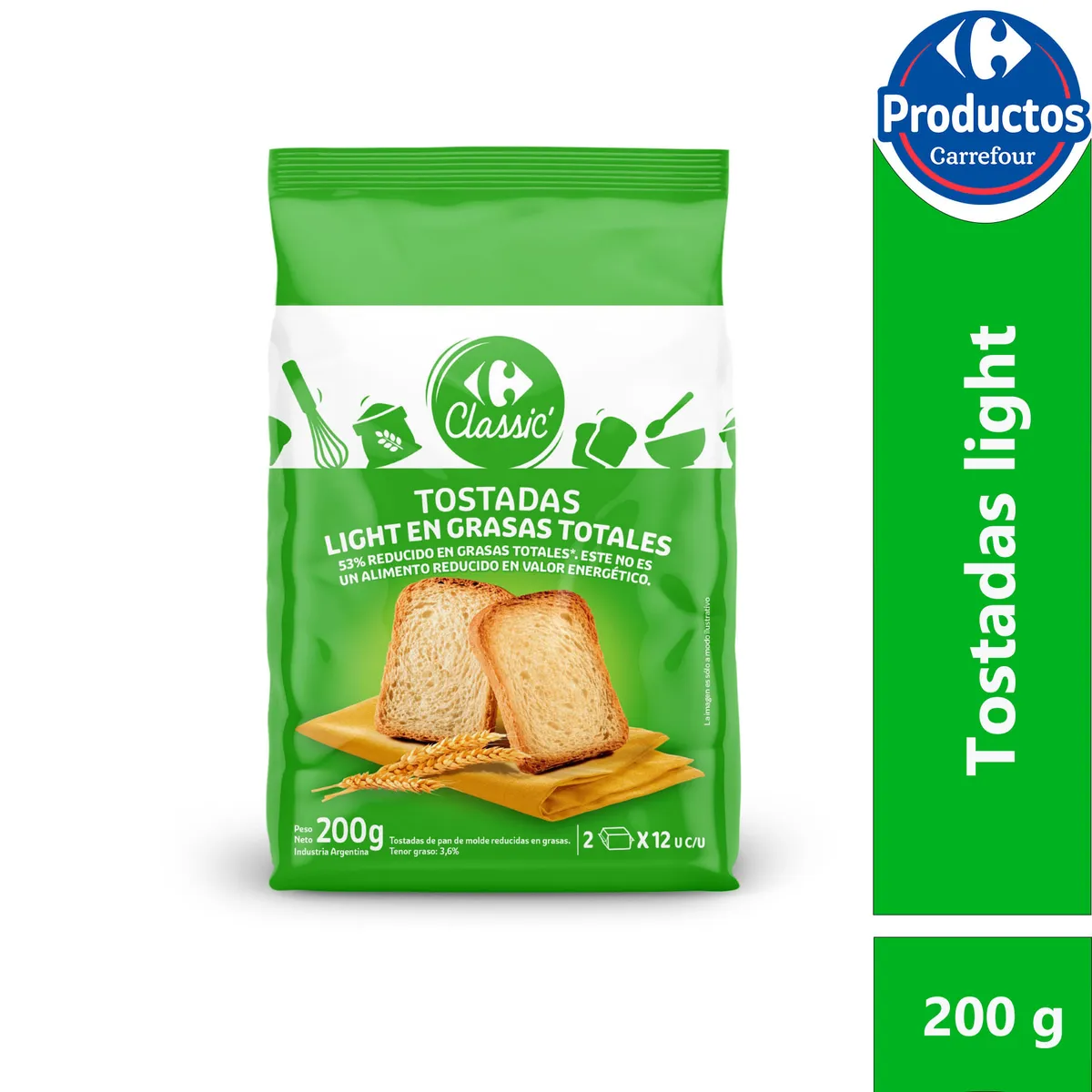 Tostadas light Carrefour classic 200 g.