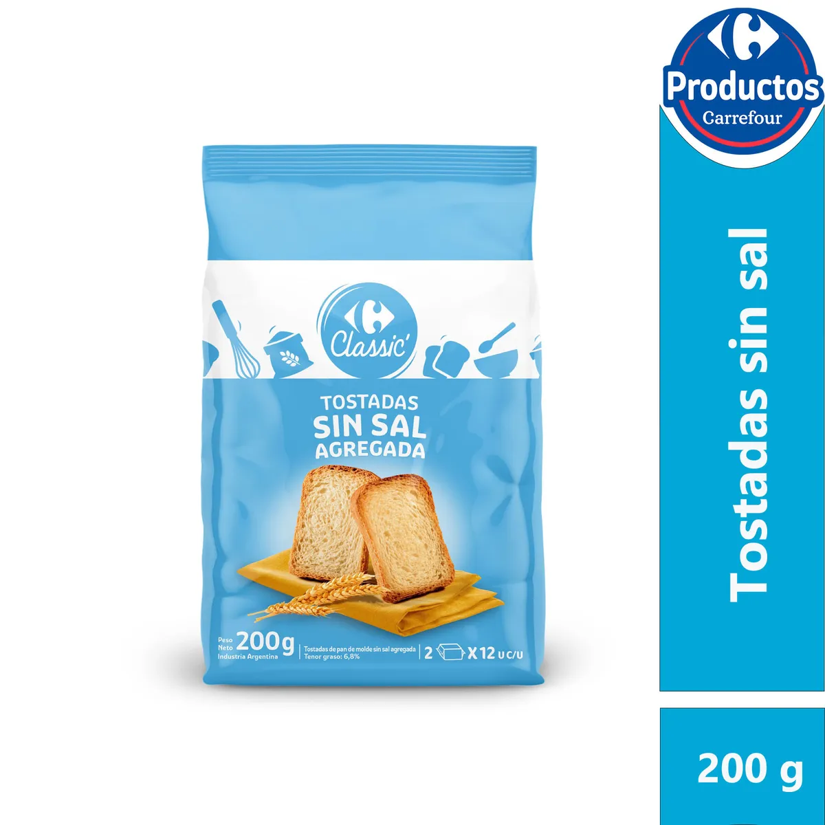 Tostadas Carrefour classic sin sal 200 g.