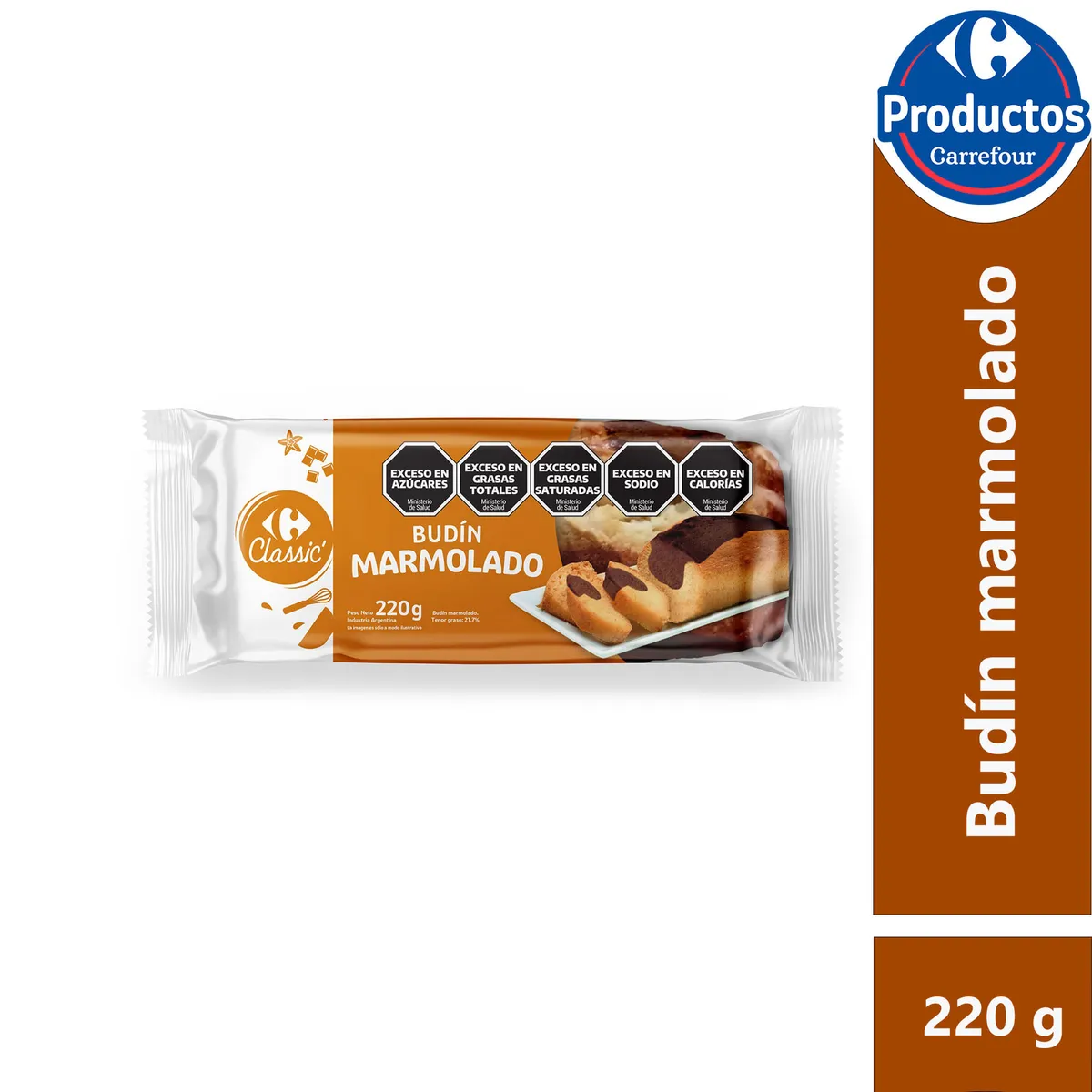 Budín Carrefour classic marmolado 220 g.