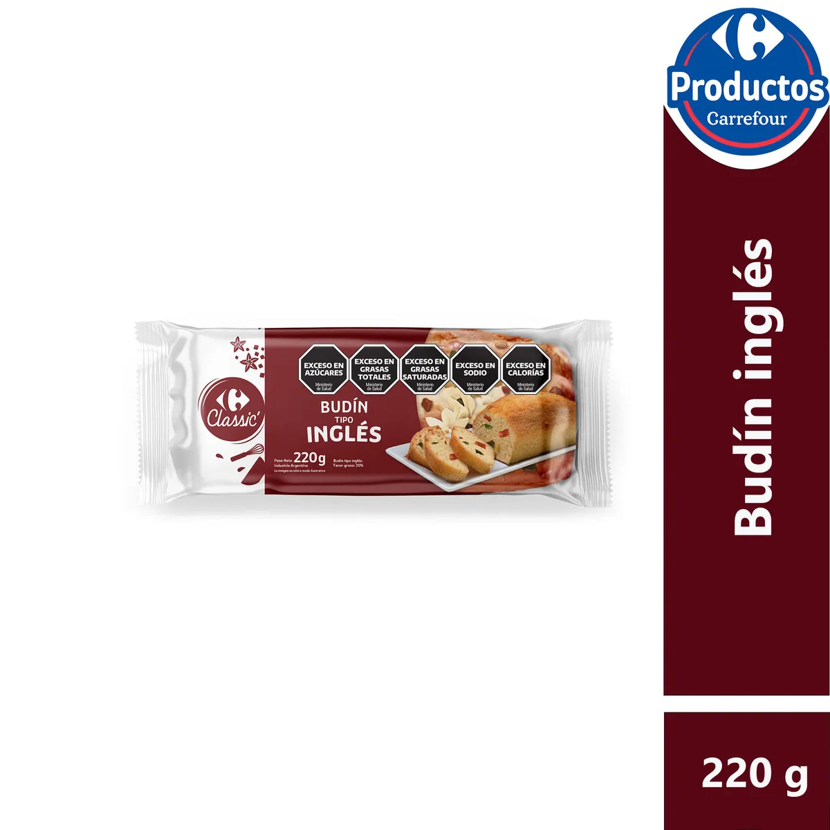 Budín de vainilla Carrefour classic tipo inglés 220 g.