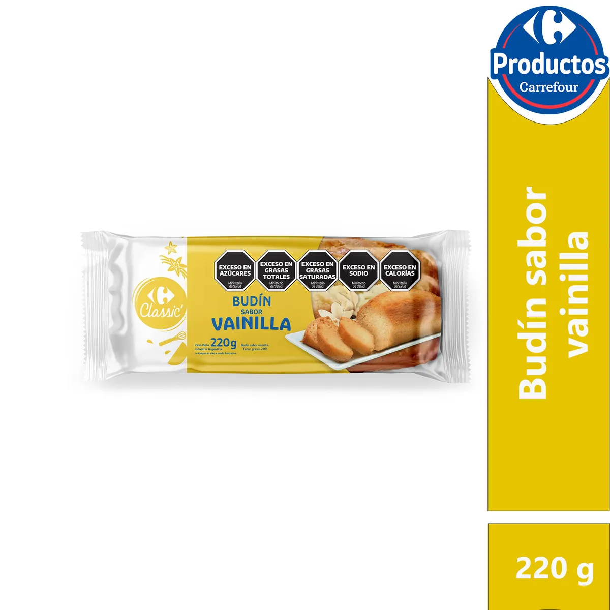 Budín Carrefour classic vainilla 220 g.