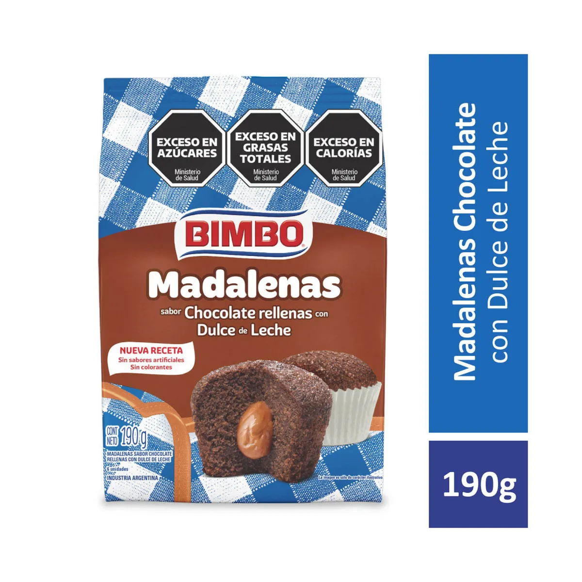 Madalenas chocolate rellenas con dulce de leche Bimbo 190 grs