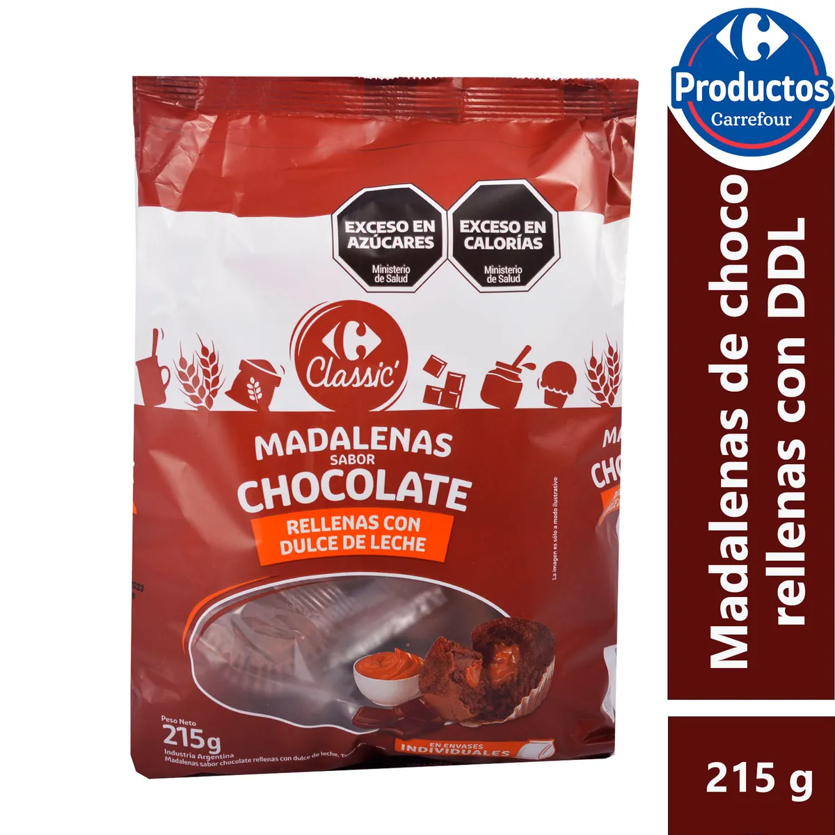 Madalenas de chocolate Carrefour con dulce de leche 215 g.