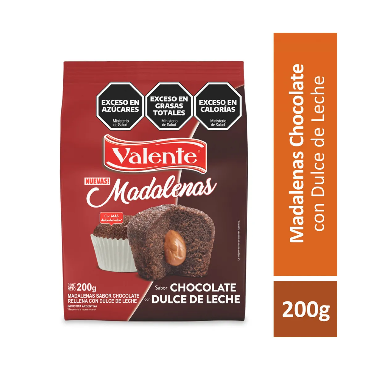 Madalenas chocolate con dulce de leche Valente 200 grs