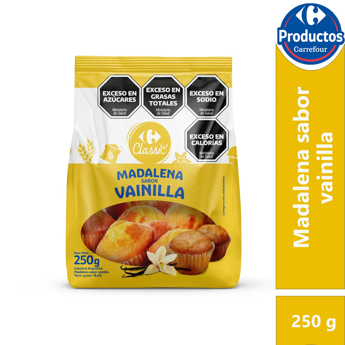 Madalenas vainilla Carrefour classic250 g.