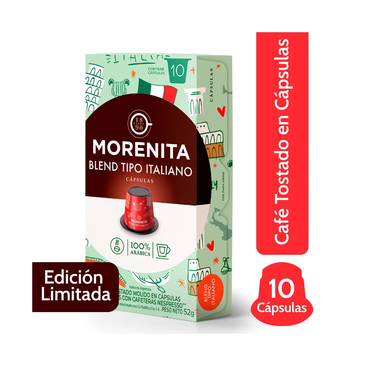 Cápsulas de café italiano La Virginia morenita caja x 10 uni