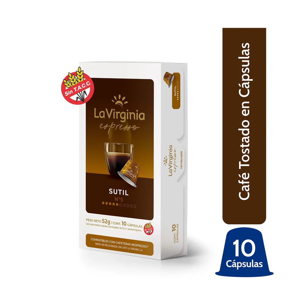 Cápsulas de café La Virginia sutil caja x 10 uni