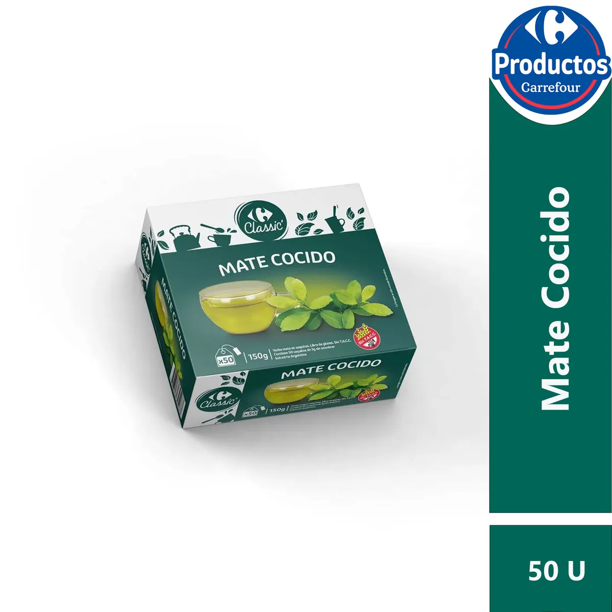 Mate cocido en saquitos Carrefour Classic sin TACC x 50 un.