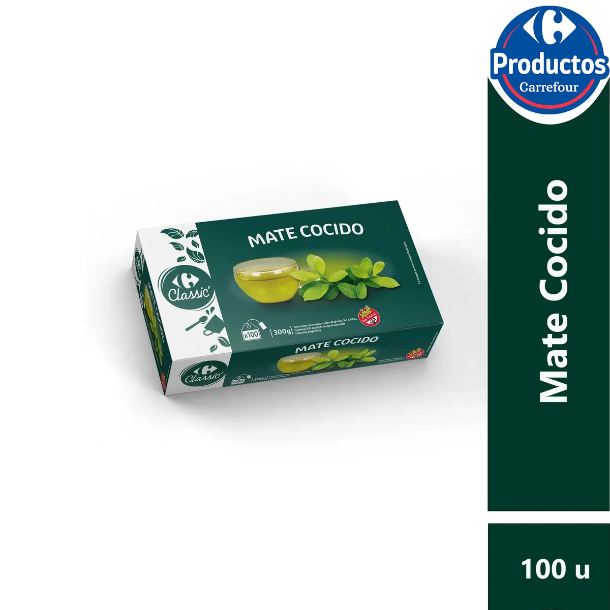 Mate cocido en saquitos Carrefour Classic sin TACC x 100 un.