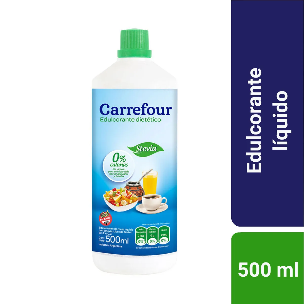 Edulcorante líquido con stevia Carrefour 500 cc.