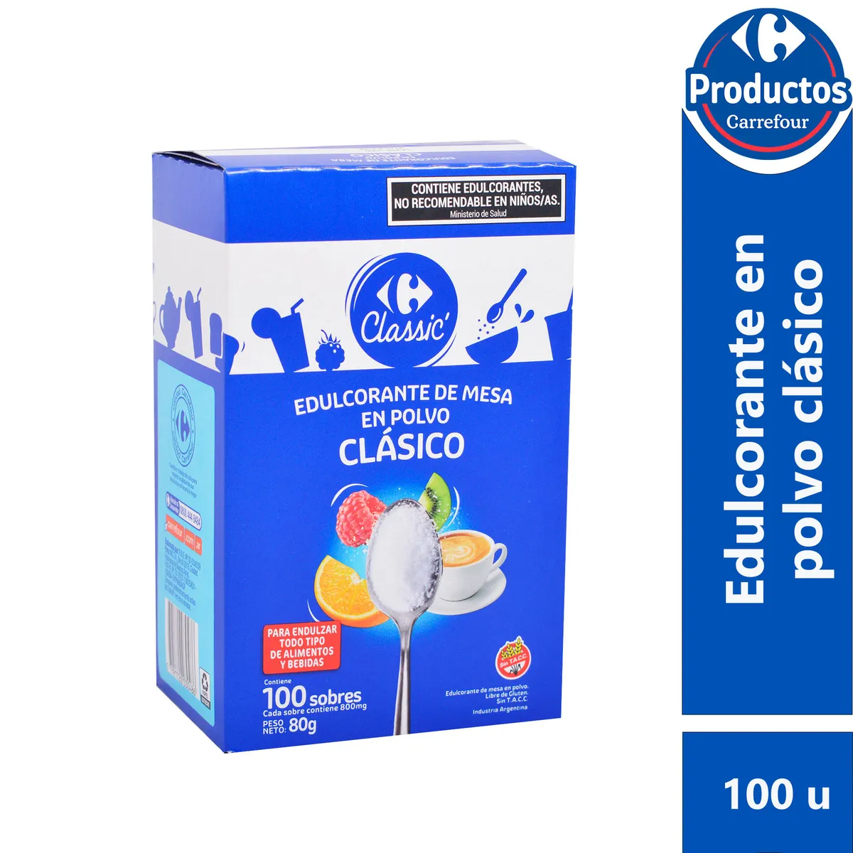 Edulcorante en sobres Carrefour classic 100 uni